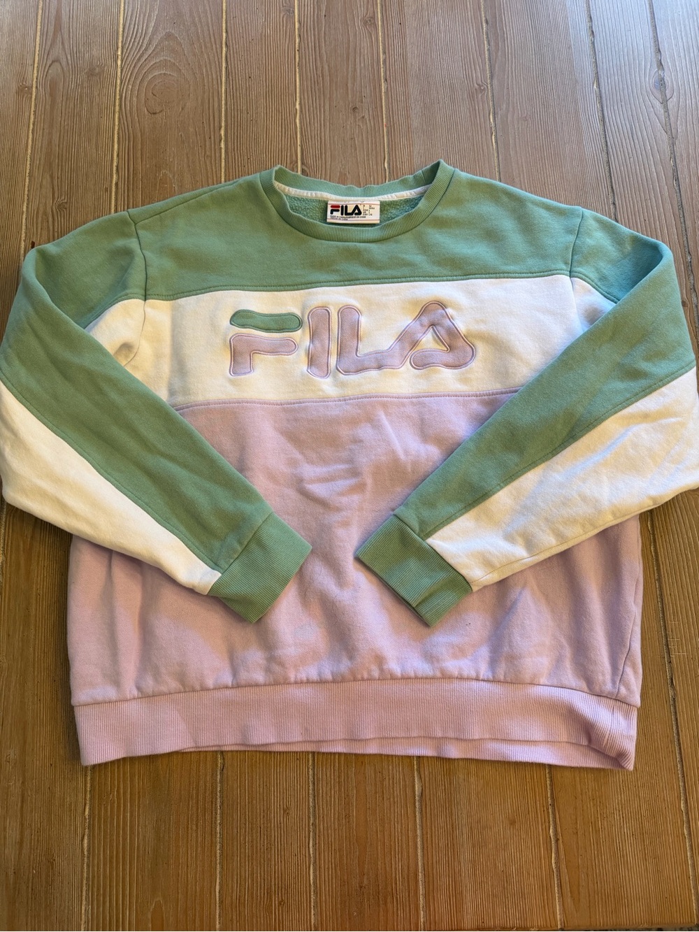 FILA Colorblock Crewneck Sweatshirt - Mint, Lilac & White
